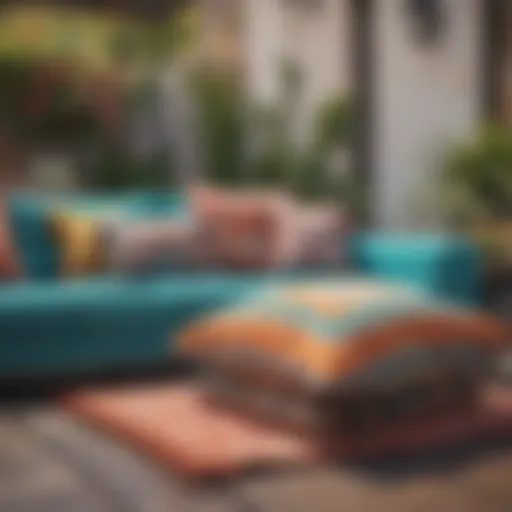 Vibrant outdoor cushions on a patio