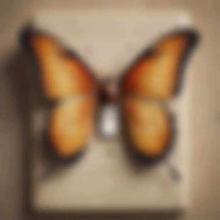 Close-up view of a handcrafted butterfly light switch cover made from natural materials.