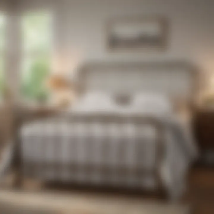 Vintage metal headboard and footboard in a cozy setting