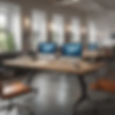 Collaborative Workspace Table Collaborative workspace featuring large table