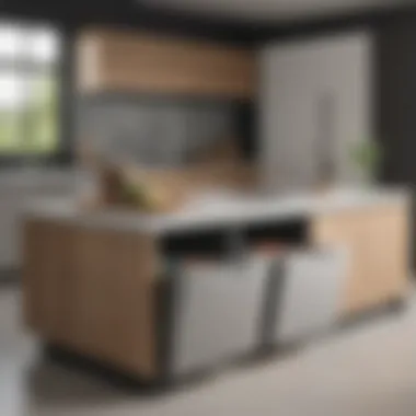 Aesthetic Integration of Recycling Solutions Modern cabinet design for recycling bins in a kitchen setting highlighting aesthetics.