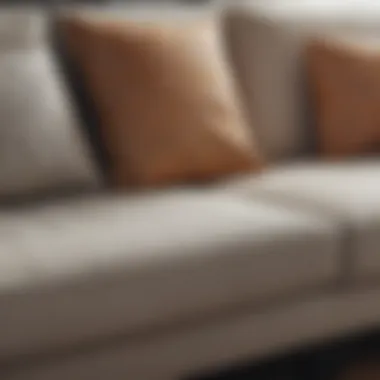 Detailed view of fabric and materials used in a sleeper sofa