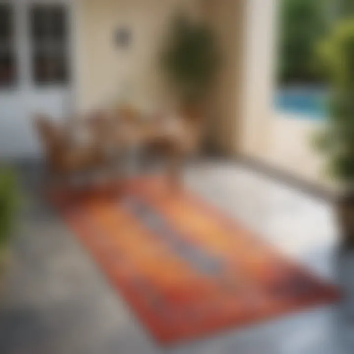 Colorful patio runner rug adding vibrancy to a modern outdoor space