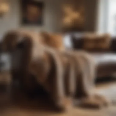 Elegance of Fur Throws in Living Rooms Luxurious fur sofa throw draped elegantly over a couch