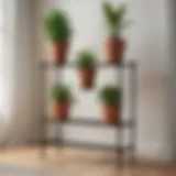 Stylish double tier plant stand showcasing various plants