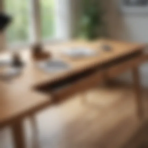 Elegant solid wood desk showcasing natural grain