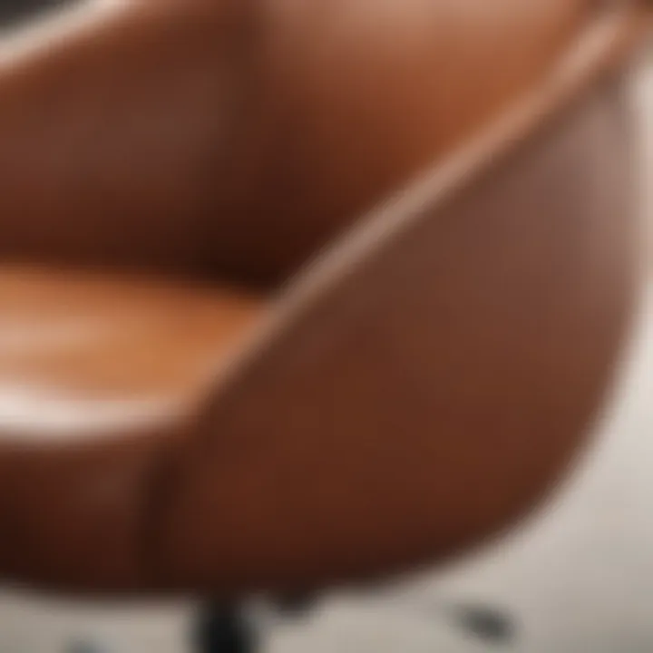 Close-up of high-quality leather texture on a spinny chair